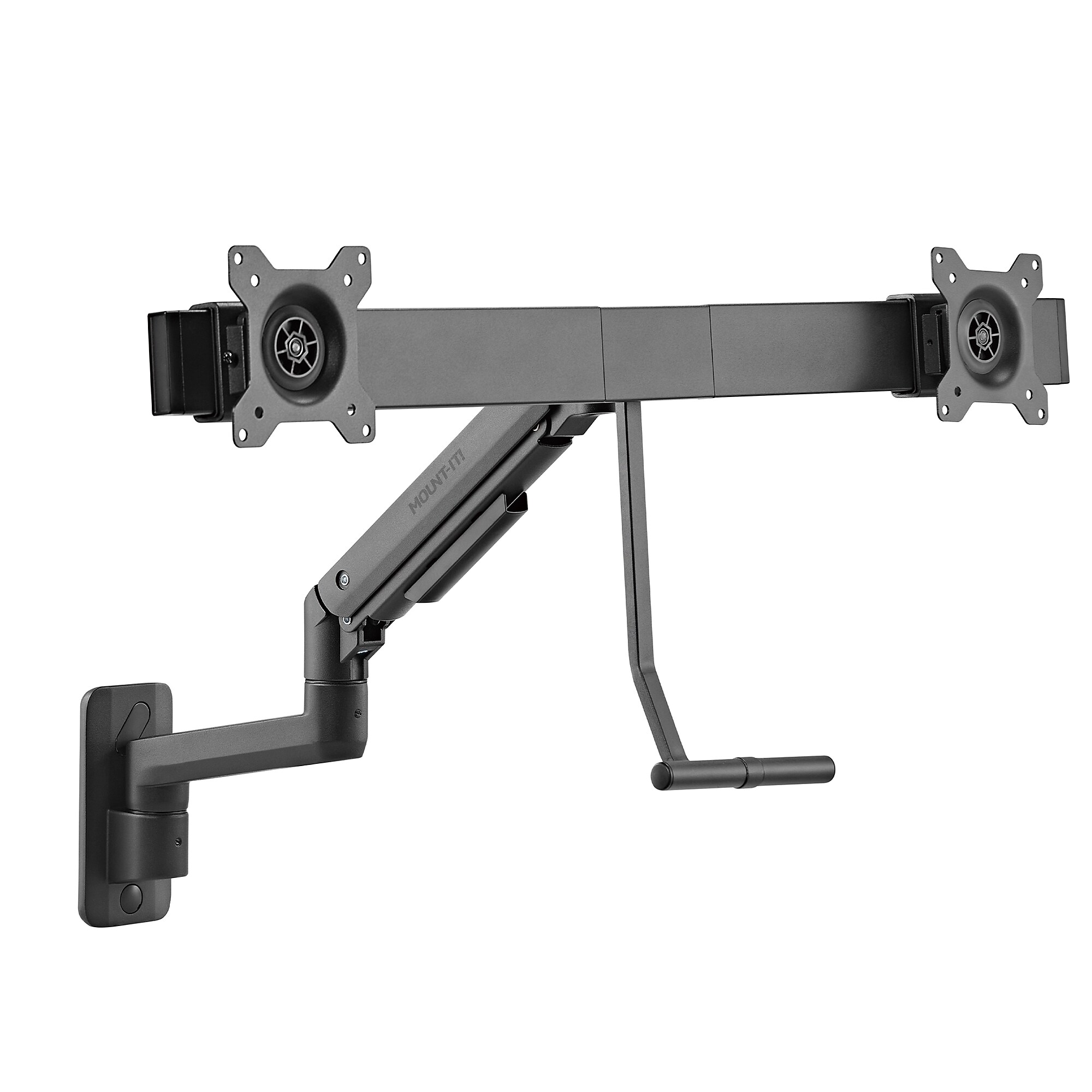 Mount-It! Adjustable Dual Monitor Wall Mount with Gas Spring Arm and Crossbar, Up to 32″ Monitor, Black (MI-12010) Sansujyuku sansujyuku.com