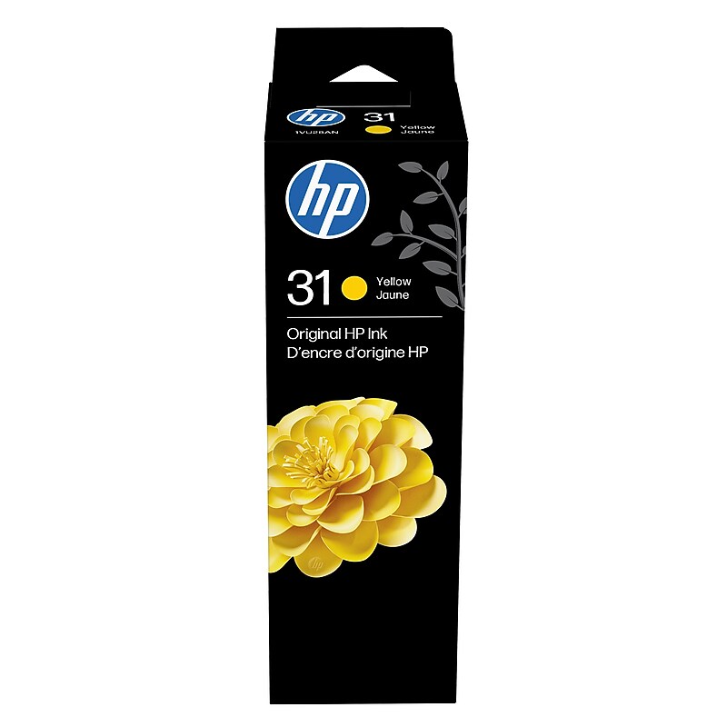 HP 31 Yellow Standard Yield Ink Cartridge Refill, Prints Up to 8,000 Pages (1VU28AN) image 1
