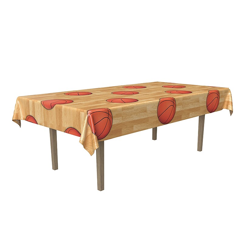 Beistle Basketball Plastic Tablecover, Multicolor, 3/Pack (53931) image 1