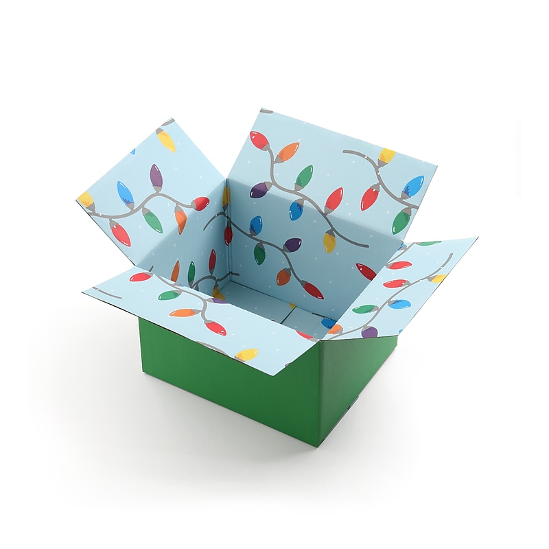 10" x 12" x 8" Decorative Holiday Lights Shipping Box, Gift Packaging, 200# Mullen Rated, 2/Pack (2023059) image 1