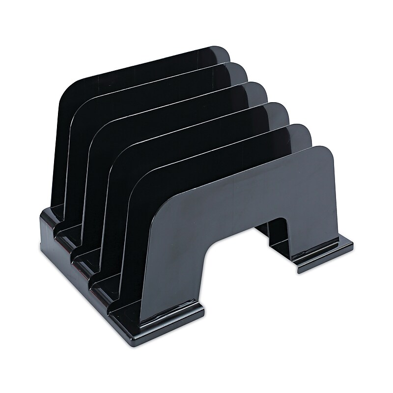 Large Incline Sorter, Five Sections, Plastic, 13-1/4w x 9d x 9h, Black image 1