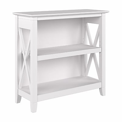 Bush Furniture Key West 30"H 2-Shelf Bookcase with Adjustable Shelf, Pure White Oak (KWB124WT-03)