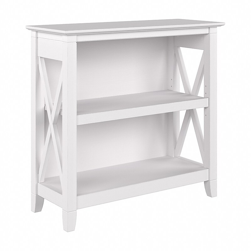 Bush Furniture Key West 30"H 2-Shelf Bookcase with Adjustable Shelf, Pure White Oak (KWB124WT-03) image 1