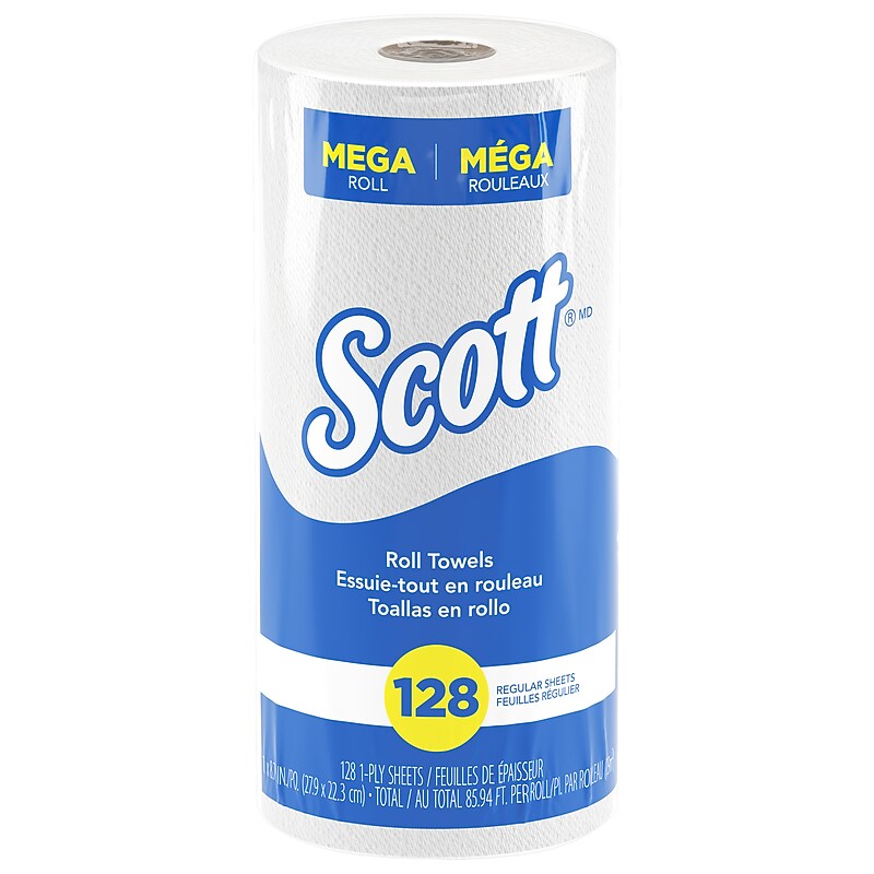 Scott Recycled Paper Towels, 1-ply, 128 Sheets/Roll, 20 Rolls/Pack (41482) image 1