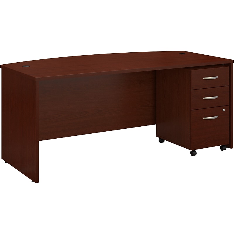 Bush Business Furniture Series C 72"W Bow Front Desk with Mobile File Cabinet, Mahogany (SRC079MASU) image 1