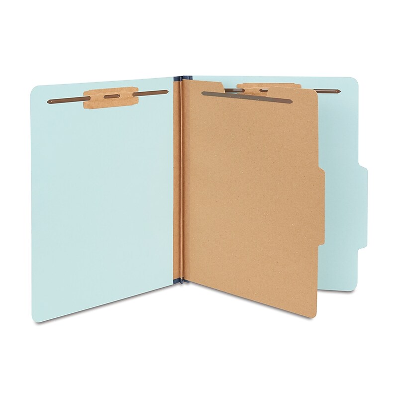 Staples® 60% Recycled Pressboard Classification Folder, 1-Dividers, 2" Expansion, Letter Size, Light Blue, 5/Pack image 1