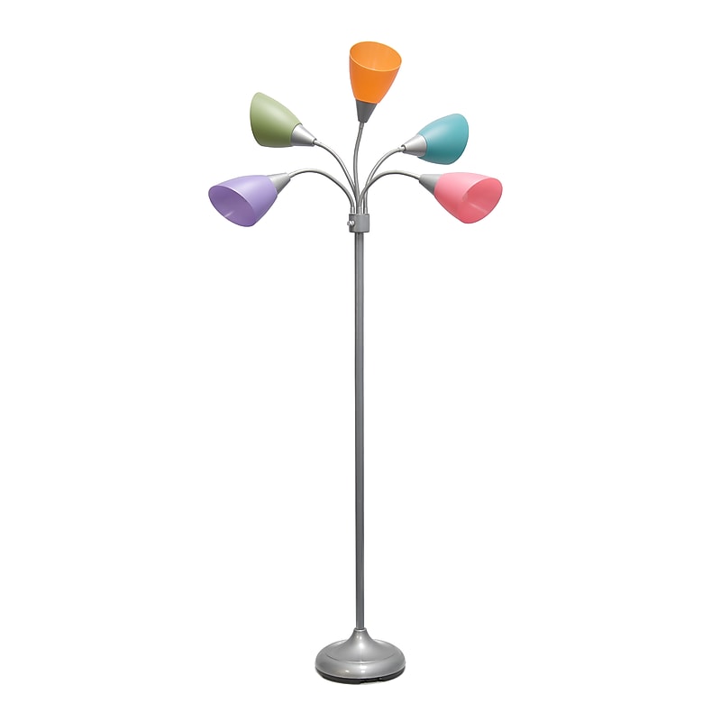 Simple Designs Medusa 67" Silver Floor Lamp with Cone Shades, Multicolored (LF2006-SLM) image 1