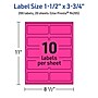 Avery Laser/Inkjet Rectangle Multipurpose Labels, 1.5" x 3.75", Neon Magenta, 200/Pack (94205)~#|#~C4F78371-AC20-4EF2-8105CD5E4756BB8A_sc7