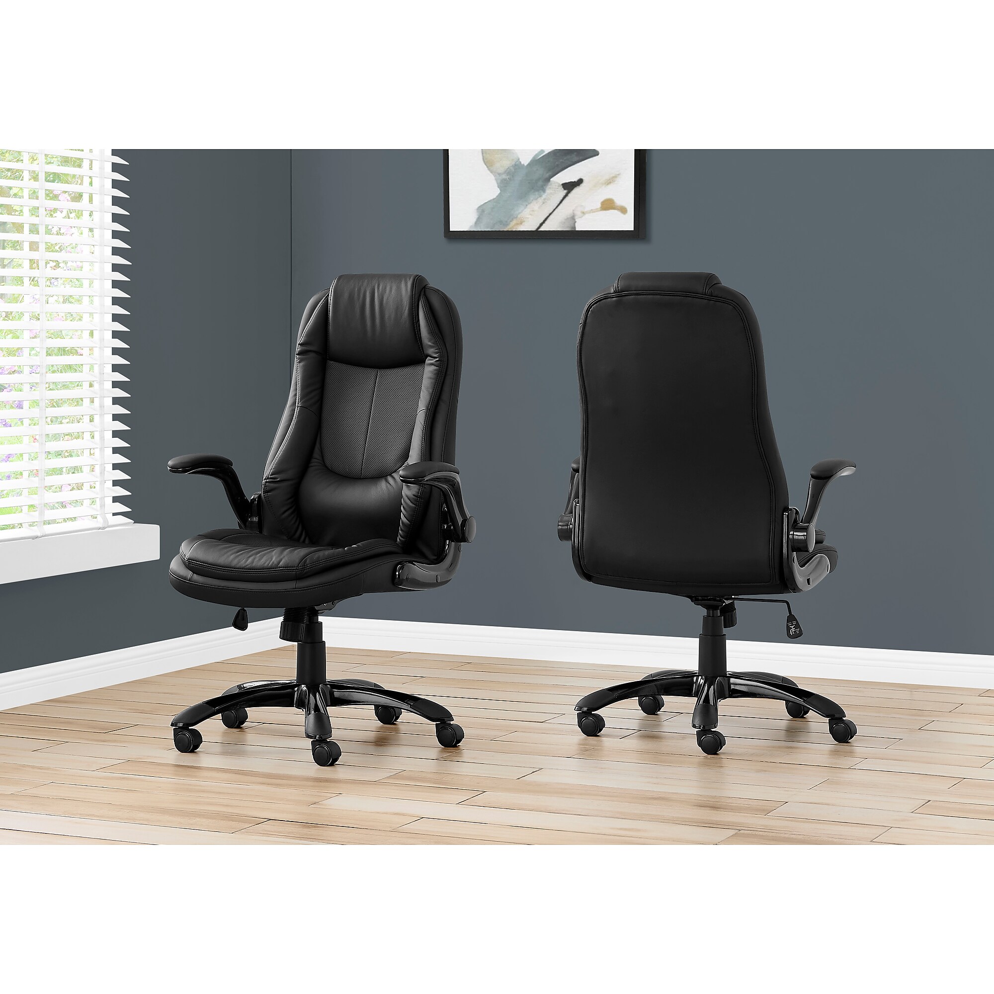 Monarch Specialties Inc. Leather-Look Executive Chair, Black (I 7277) Sansujyuku sansujyuku.com