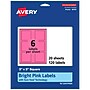 Avery Laser/Inkjet Square Multipurpose Labels, 3" x 3", Bright Pink, 120/Pack (94101)~#|#~C51B0CEE-DE88-4857-9C979983B96C4886_sc7