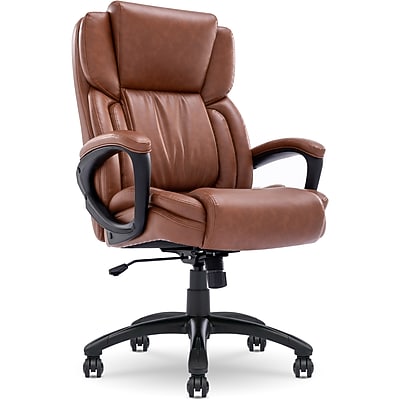 Serta Garret Ergonomic Bonded Leather Swivel Executive Chair, Cognac (43520D) Simolary simolary.com