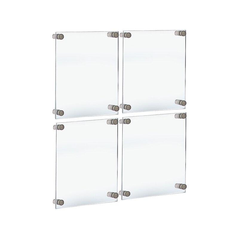 Azar Sign Holder, 11" x 17", Wall Mounted, Silver Acrylic, 4/Pack (105508-SLV-4PK) image 1