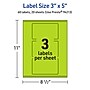 Avery Laser/Inkjet Multipurpose Rectangle Labels, 3" x 5", Bright Green, 60/Pack (94213)~#|#~C52A42D2-8DB9-4EAD-8F53076EB9DA09BF_sc7