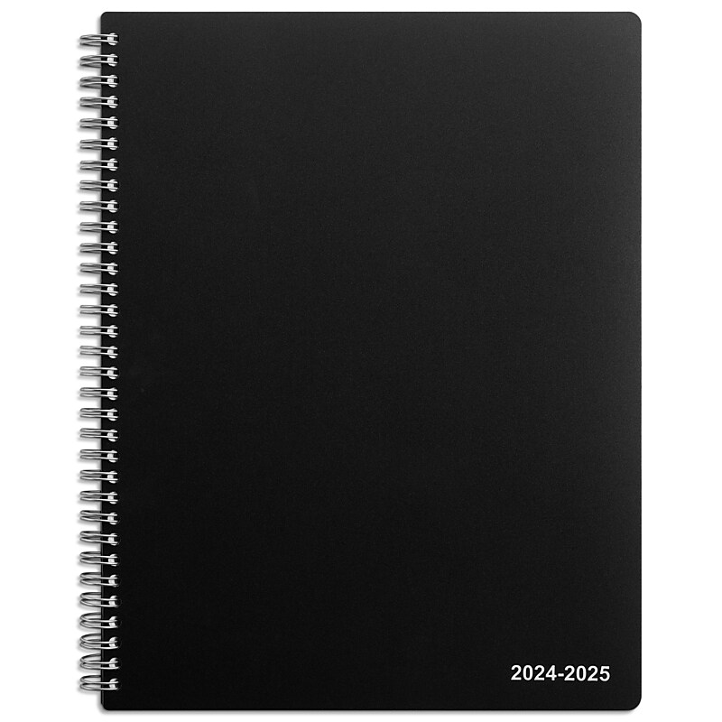 2024-2025 Staples 8" x 11" Academic Weekly & Monthly Appointment Book, Plastic Cover, Black (ST25499-23) image 1
