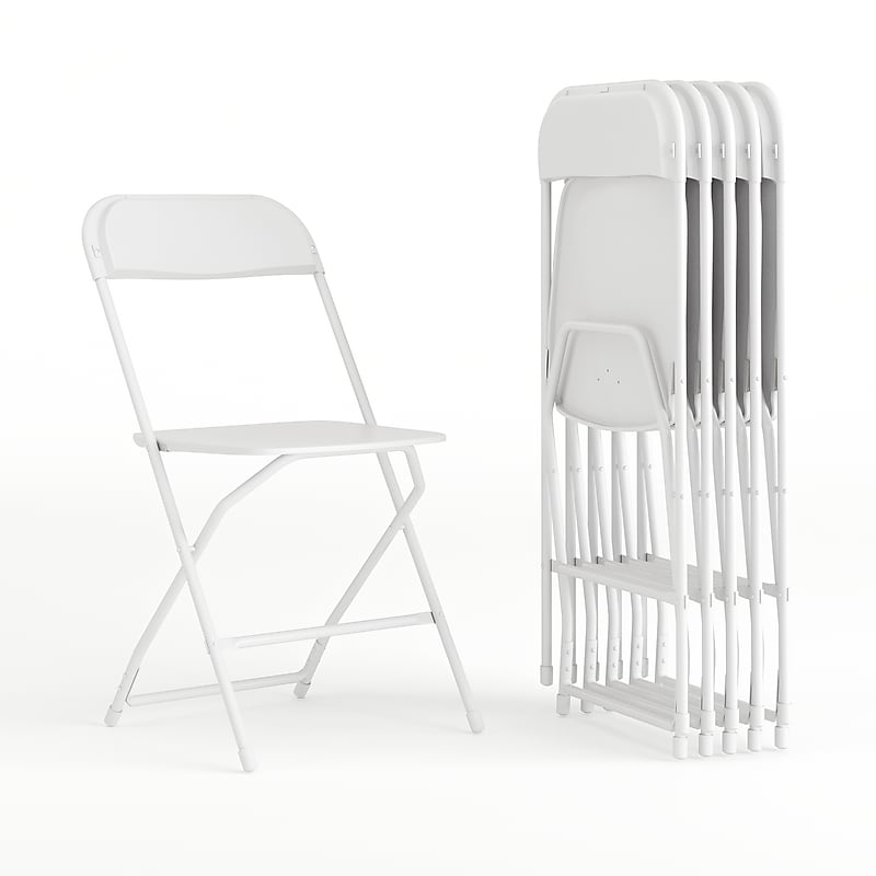 Flash Furniture HERCULES Plastic Folding Chair, White, 6/Pack (6LEL3WHITE) image 1