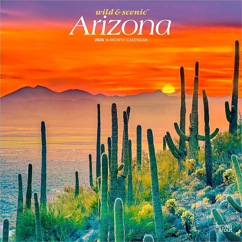 2026 BrownTrout Arizona Wild & Scenic 12" x 12" Monthly Wall Calendar (9798330702145) image 1
