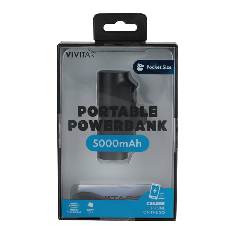 Vivitar Portable USB-C Power Bank, 5000 mAh, Black (STP8000-BLK-T35-12) image 1