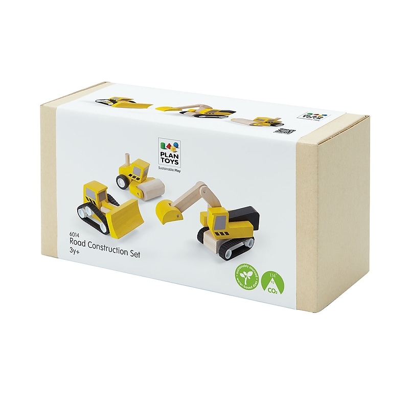 PlanToys Road Construction Playset, Yellow (PTS6014) image 1