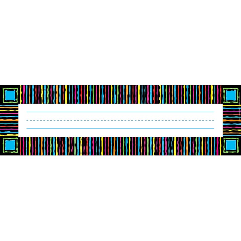 Barker Creek Neon Stripes School Name Plates, 12" x 3.5", 36/Pack (LL1406) image 1