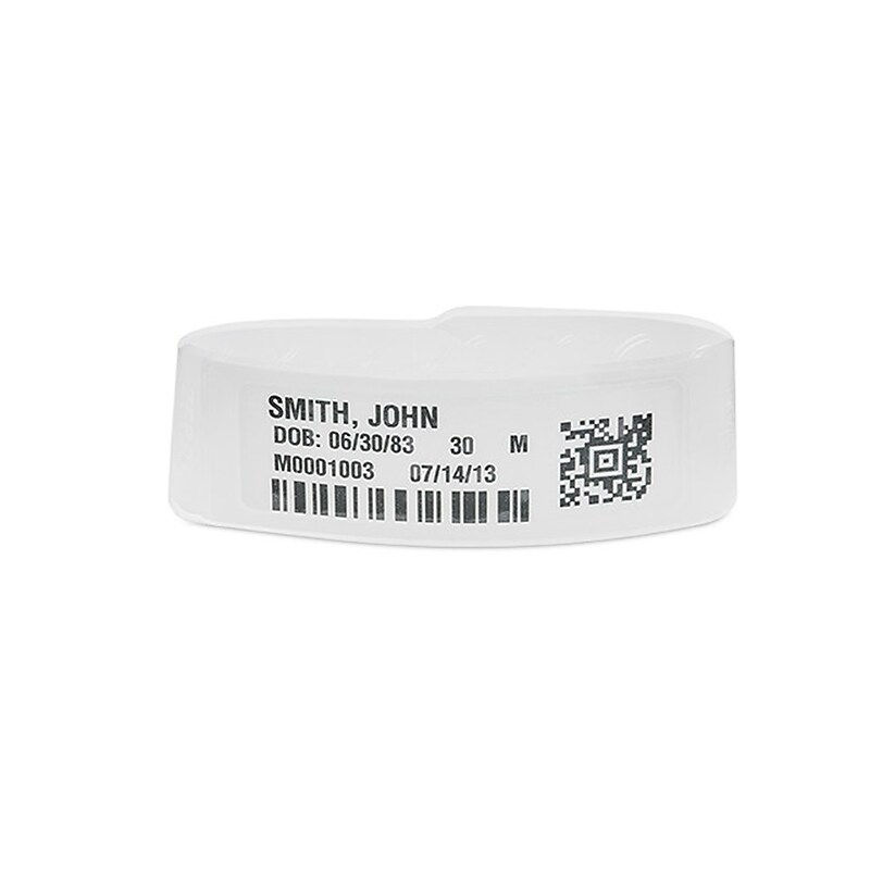 Zebra Z-Band Fusion Adult Tamper-Resistant Adhesive Closure Wristband, White, 200 Bands/Roll, 5 Rolls/Case (FID-ADULT-L3-1-200T) image 1