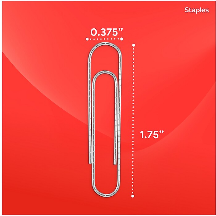 Staples Jumbo Paper Clips, Silver, 100 Clips/Pack, 10 Packs