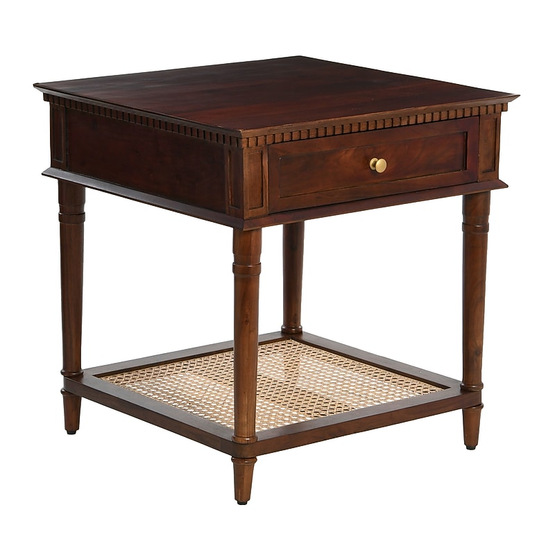 Storied Home Maxwelton Solid Wood End Table, Dark Chestnut (EC1067) image 1