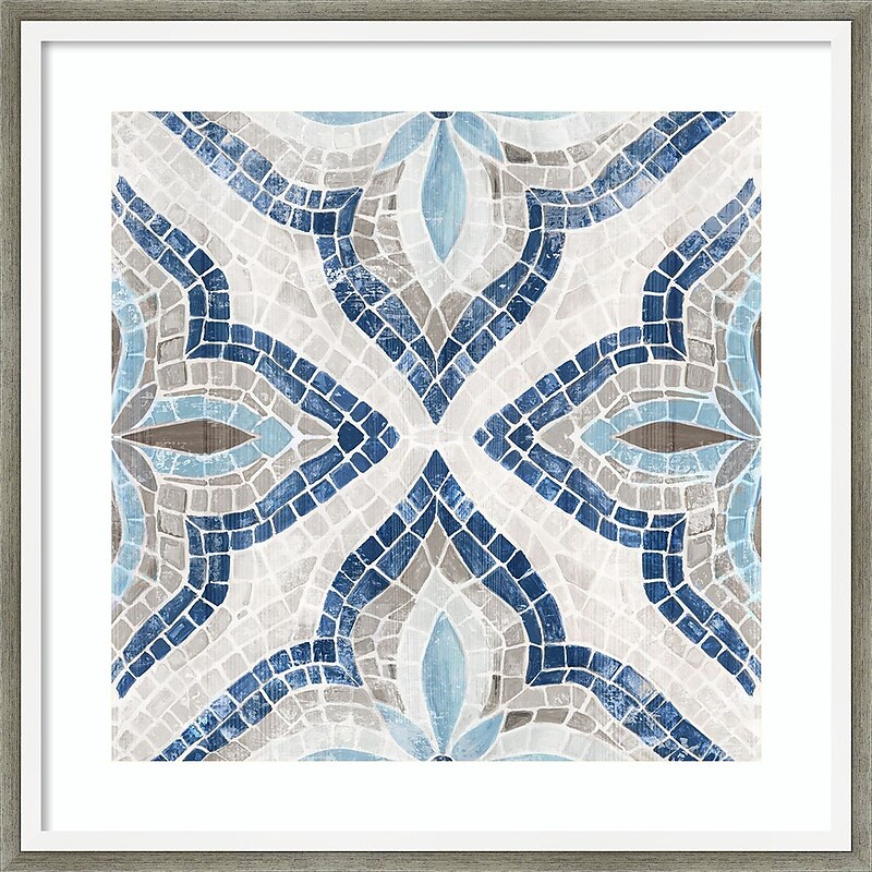 Amanti Art Blue Moroccan Tile by Eva Watts Wood Framed Wall Art Print, 17" x 17" (A42675547098) image 1