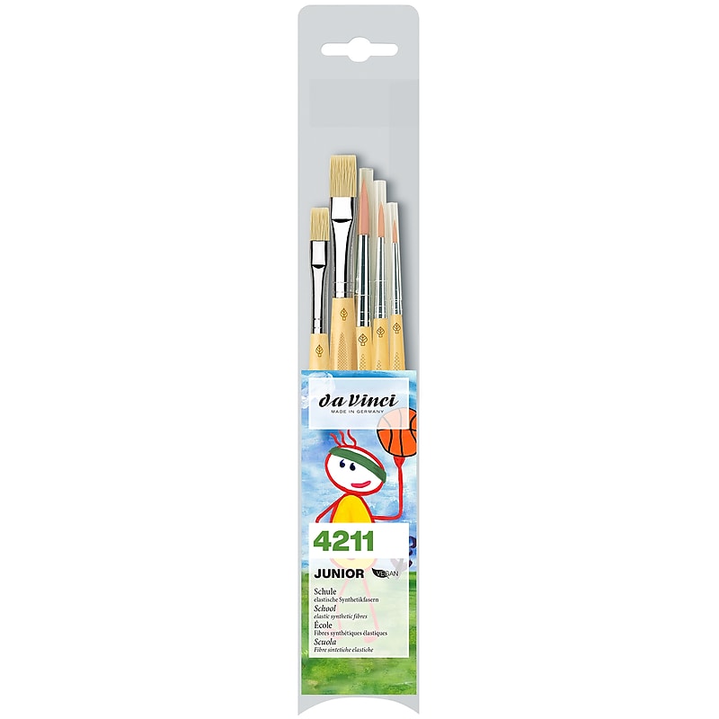 da Vinci JUNIOR Synthetics & JUNIOR BORSTE Acrylic & Tempera Synthetic Bristle Brushes, 5/Pack (DVXVA42110) image 1