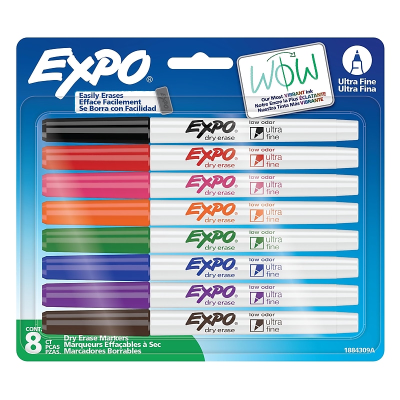 Expo Low Odor Dry Erase Marker, Ultra Fine Tip, Assorted Colors, 8/Pack (1884309) image 1