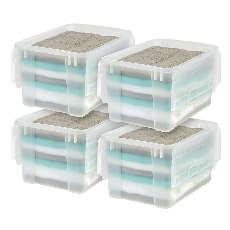 Iris 50 Quart Storage Container with Lid, Plastic, Clear, 4/Pack (500255) image 1