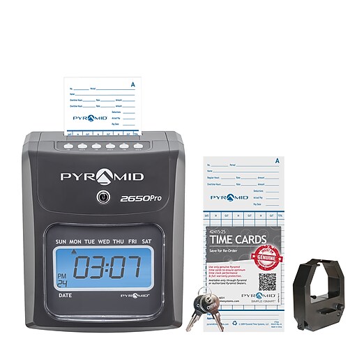 Pyramid Punch Card Time Clock System, Charcoal (2650) Staples