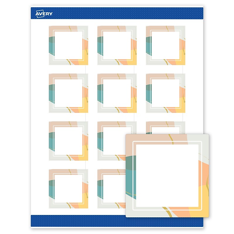 Avery Square Laser/Inkjet Multipurpose Labels, 2" x 2", White, 120/Pack (19479371099) image 1