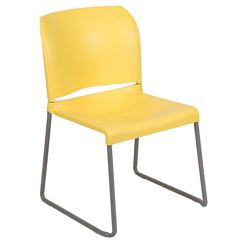 Flash Furniture HERCULES Series Plastic Contoured Stacking Chair, Yellow/Gray (RUT238AYL) image 1