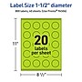 Avery Laser/Inkjet Multipurpose Circle Labels, 1.5" Dia., Bright Green, 800/Pack (94506)~#|#~C58E18EC-8FE5-48C3-B6BE7A1F1C6EA717_sc7