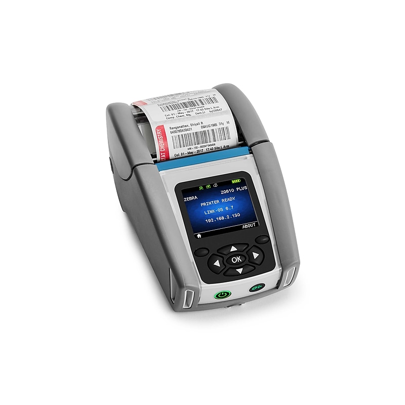 Zebra ZQ600 Plus-HC Direct Thermal Label/Receipt Printer 1.9” Wide 203dpi, USB/Wi-Fi/Bluetooth, White image 1