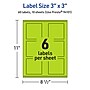 Avery Laser/Inkjet Multipurpose Square Labels, 3" x 3", Bright Green, 60/Pack (94101)~#|#~C59F06E2-3B01-436D-80DDE6715D2231AB_sc7