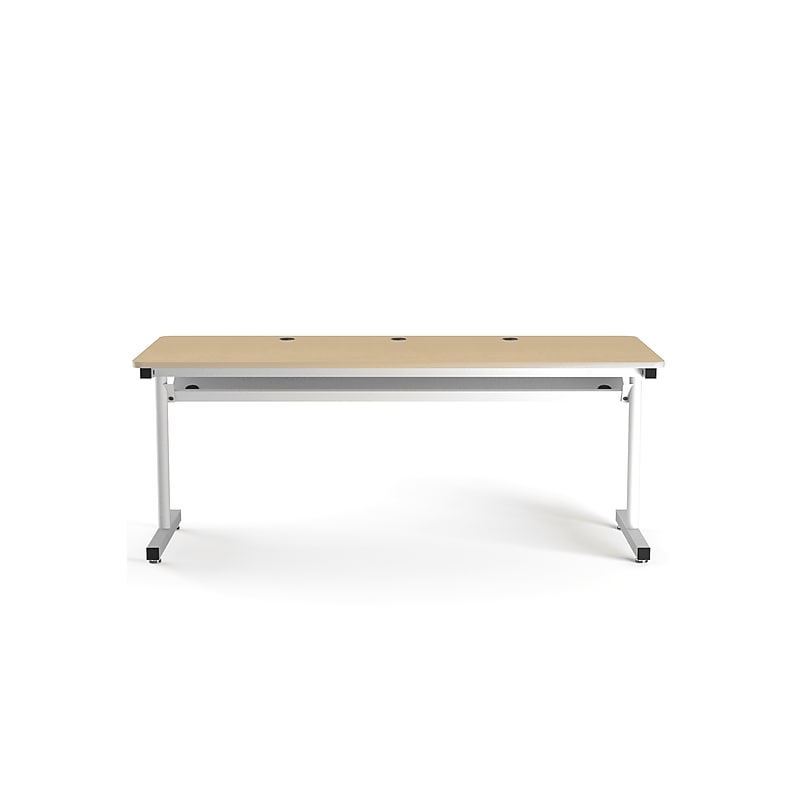 VersaDesk 72"W Basic Computer Table, Maple/White (BCT7230-WM) image 1