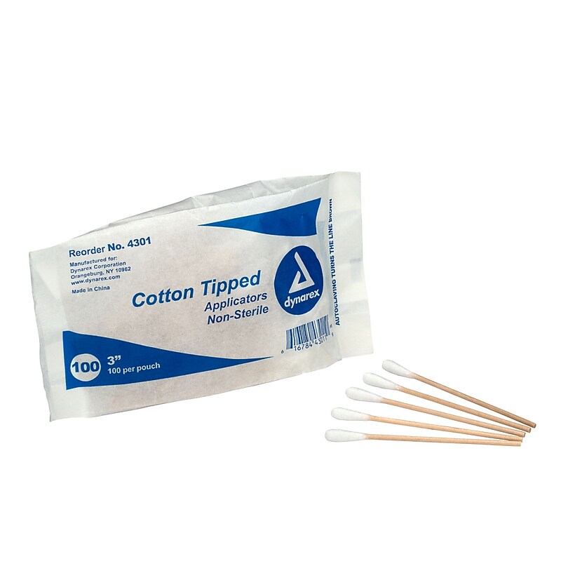First Aid Only Cotton Tipped Applicators, 100/Bag (25-400) image 1