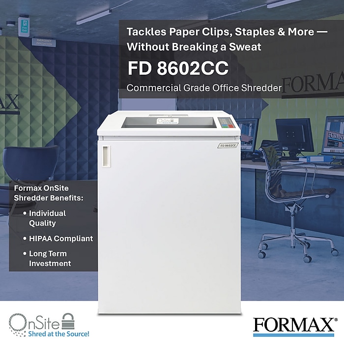 Formax OnSite Office 8602CC 35-Sheet Cross-Cut Commercial Shredder