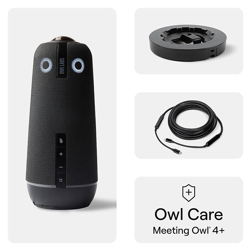 Owl Labs Meeting Owl 4+ Premium Pack: UHD 4K 360 Smart Video Conference Camera, 16' USB-C Cable, 3-Year Support (BND405-0001) image 1