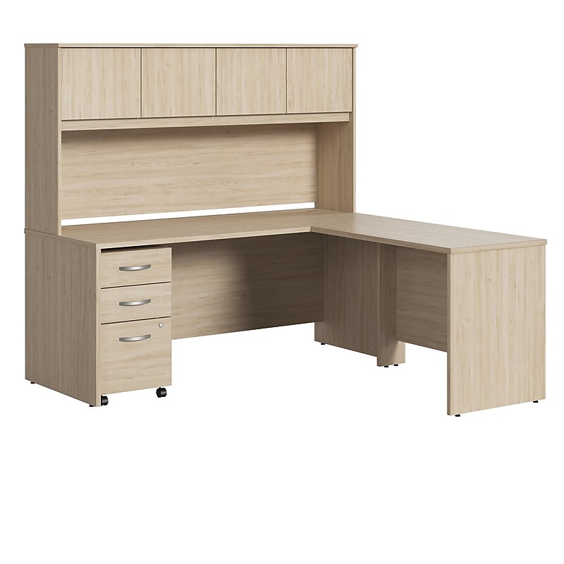 Bush Business Furniture Studio C 72"W L Shaped Desk with Hutch and Mobile File Cabinet, Natural Elm (STC006NESU) image 1