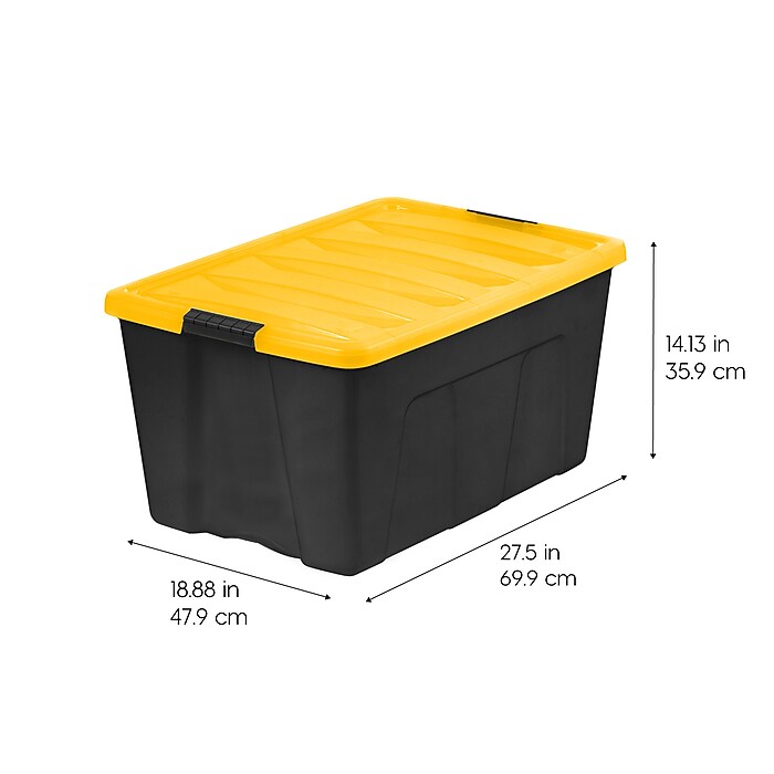 Iris 94 Quart Storage Container with Latching Lid, Plastic, Black