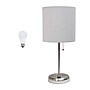 Creekwood Home Oslo 19.5" LED Table Lamp with USB Port, Brushed Steel/Gray Shade (CWT-2012-GY-LB)~#|#~C5D21062-44F0-43FF-8A4D382502384FD6_sc7