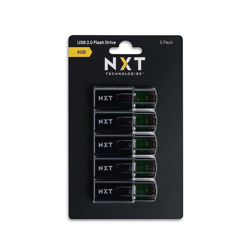 NXT Technologies™ 8GB USB 2.0 Type A Flash Drive, Black, 5/Pack (NX61133) image 1