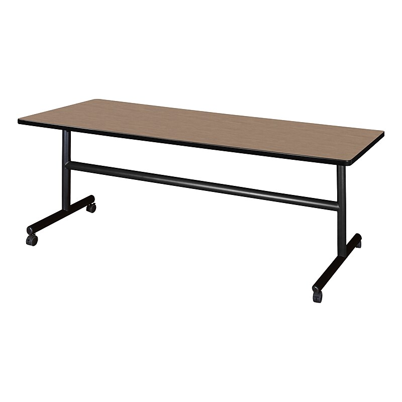 Regency Kobe Flip Top 72"W x 30"D Rectangular Training Room Table, Laminate, With Wheels, Noble Oak (MKFT7230NO) image 1