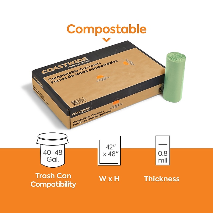 Coastwide Professional 40-48 Gallon Compostable Bag, 42