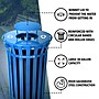 Alpine Industries Metal Commercial Outdoor Recycling Receptacle with Rain Bonnet Lid, 38 Gallon, Black/Blue (479-38-1-BLU)~#|#~C5E7E1B7-0413-4F5B-B8C5D766954CE39A_sc7