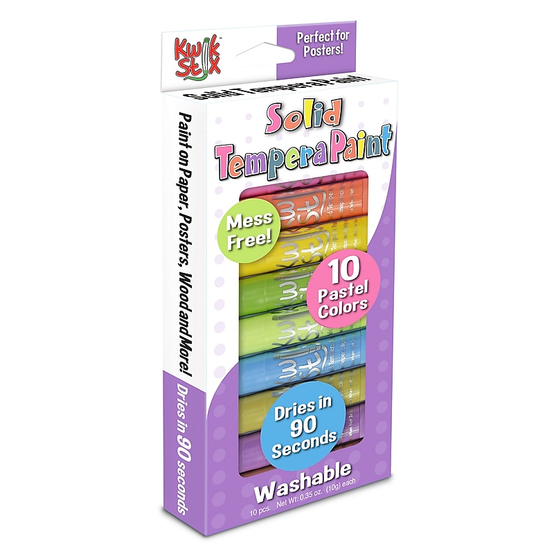 The Pencil Grip Kwik Stix Solid Tempera Paint, Assorted Colors, 10/Pack (TPG-680) image 1
