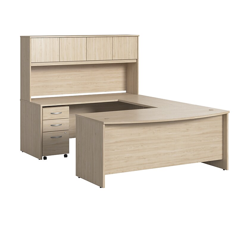 Bush Business Furniture Studio C 72"W U Shaped Desk with Hutch and Mobile File Cabinet, Natural Elm (STC003NESU) image 1