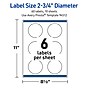 Avery Round Laser Multipurpose Labels, 2.75" Dia., White, 60/Pack (19479399444)~#|#~C5F50C9E-A8B0-404F-81F0937DD215CDE7_sc7